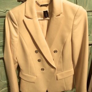 White House black market yellow trophy jacket